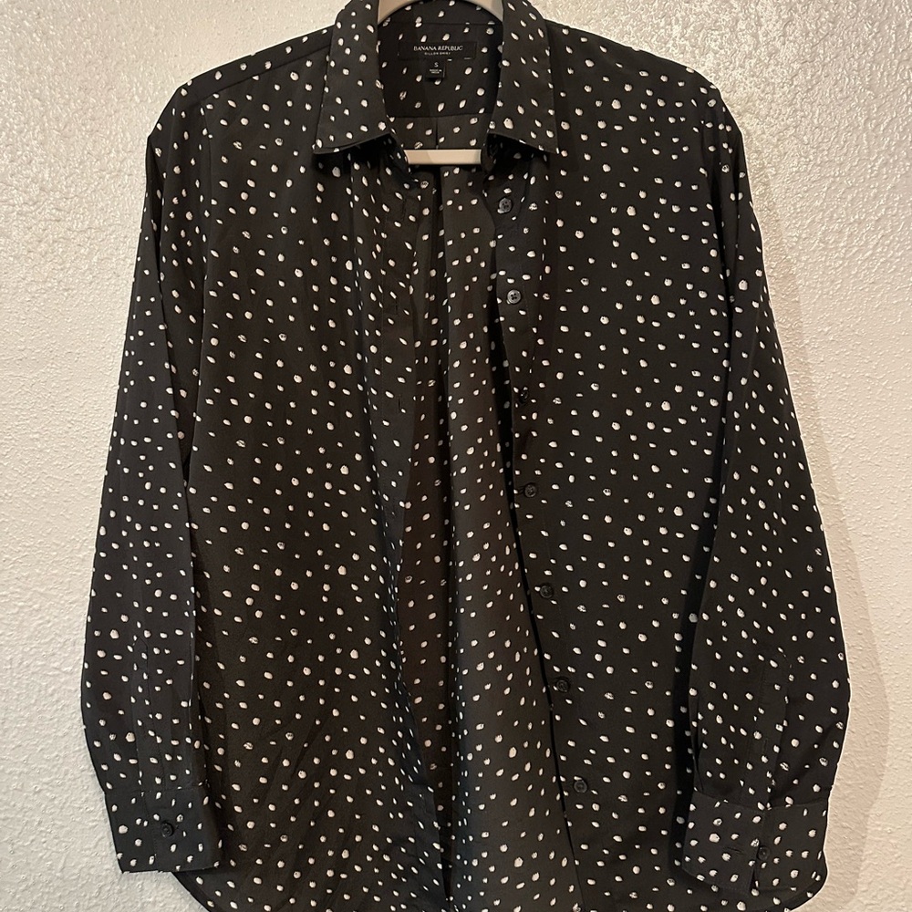 Banana Republic Black and White Polka Dot Shirt